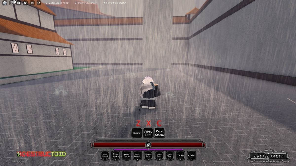 Player using a Shikai weapon in Paradox Roblox