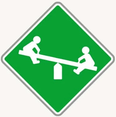 Playground Ahead road sign in the BitLife driving test