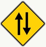 Two Way Traffic road sign in the BitLife driving test