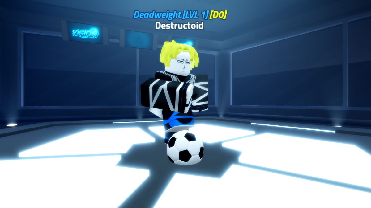 Soccer player posing in Roblox Vision