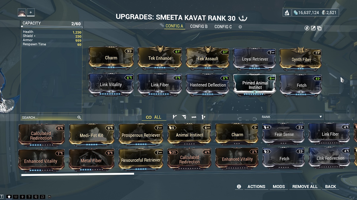 the best Smeeta Kavat build in Warframe