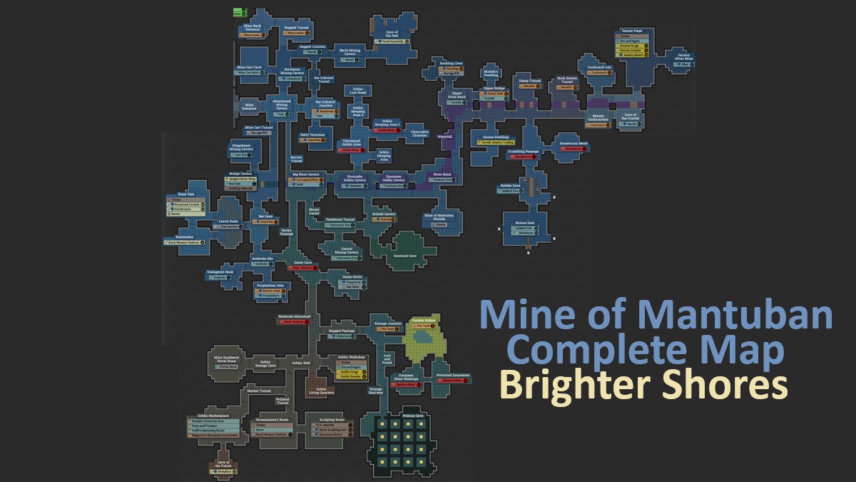 Brighter Shores Mine of Mantuban Map and Key Locations