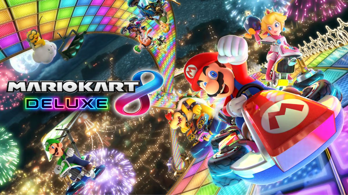 Official art of Mario Kart 8 Deluxe on Nintendo Switch.