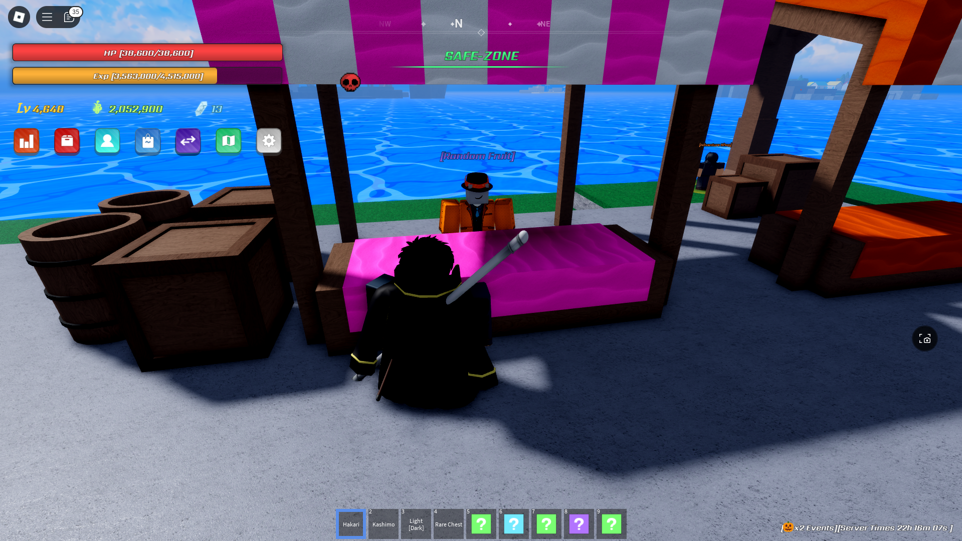 Player rerolling fruits in Verse Piece Roblox