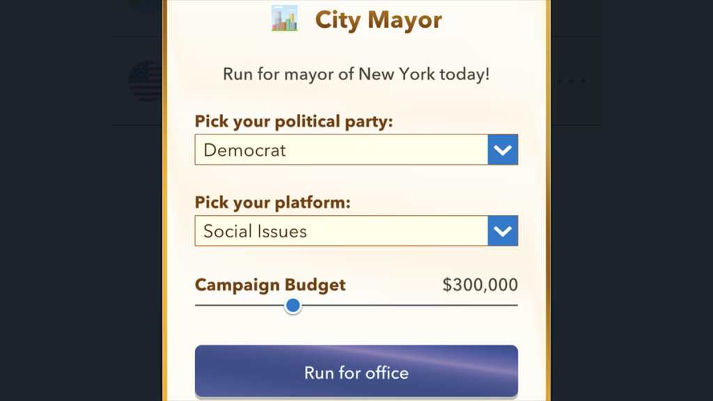 BitLife mayor election