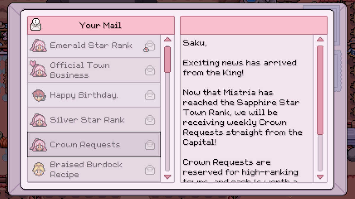 Crown Request quest in Fields of Mistria