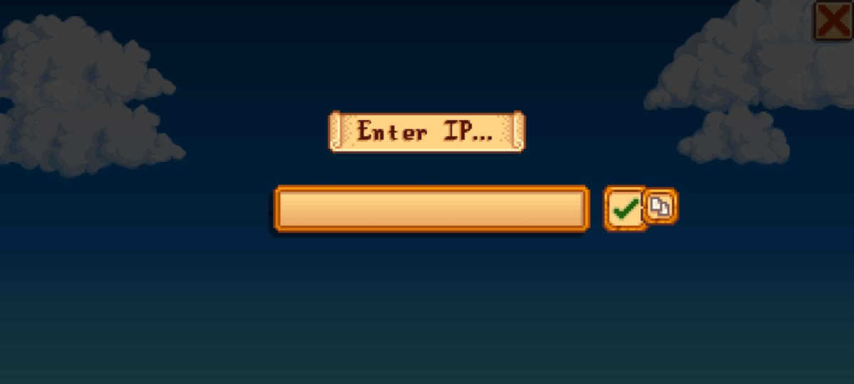 Enter IP Address to join a multiplayer game of Stardew Valley on mobile devices