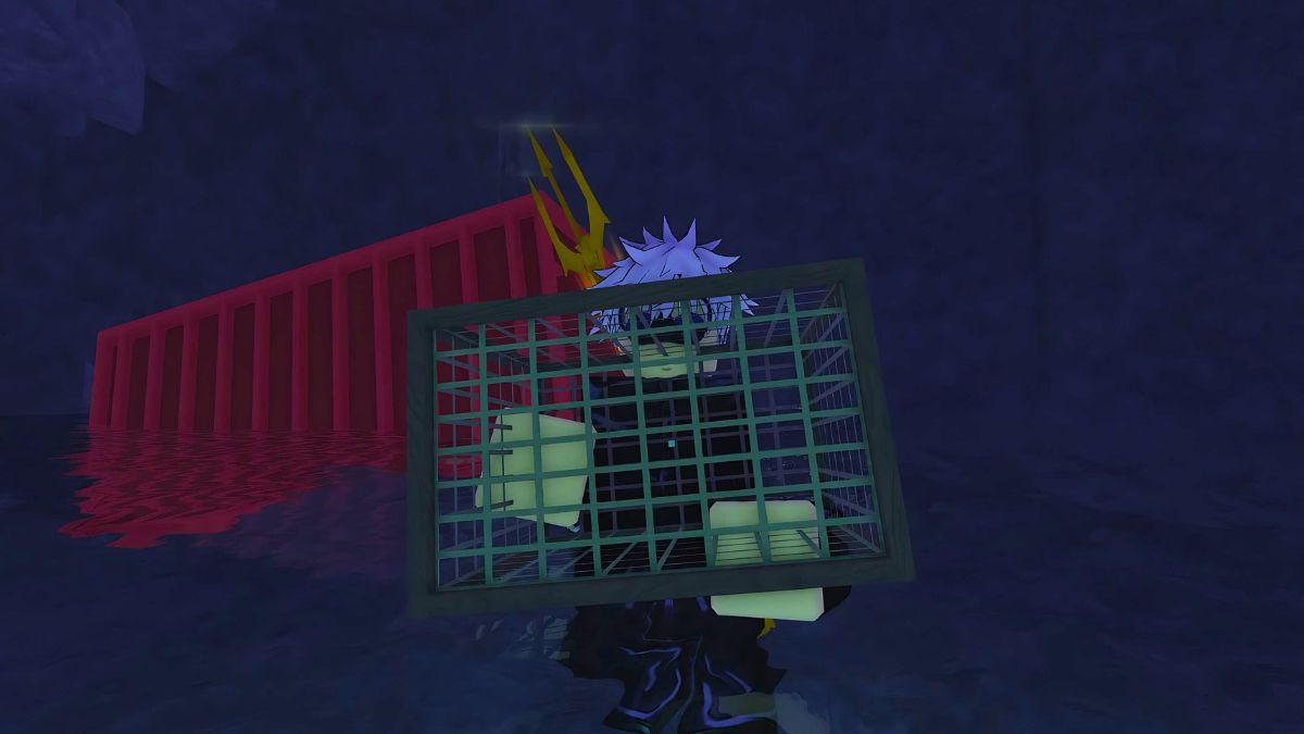 Player crab cage farming in the Desolate Deep area in Fisch Roblox