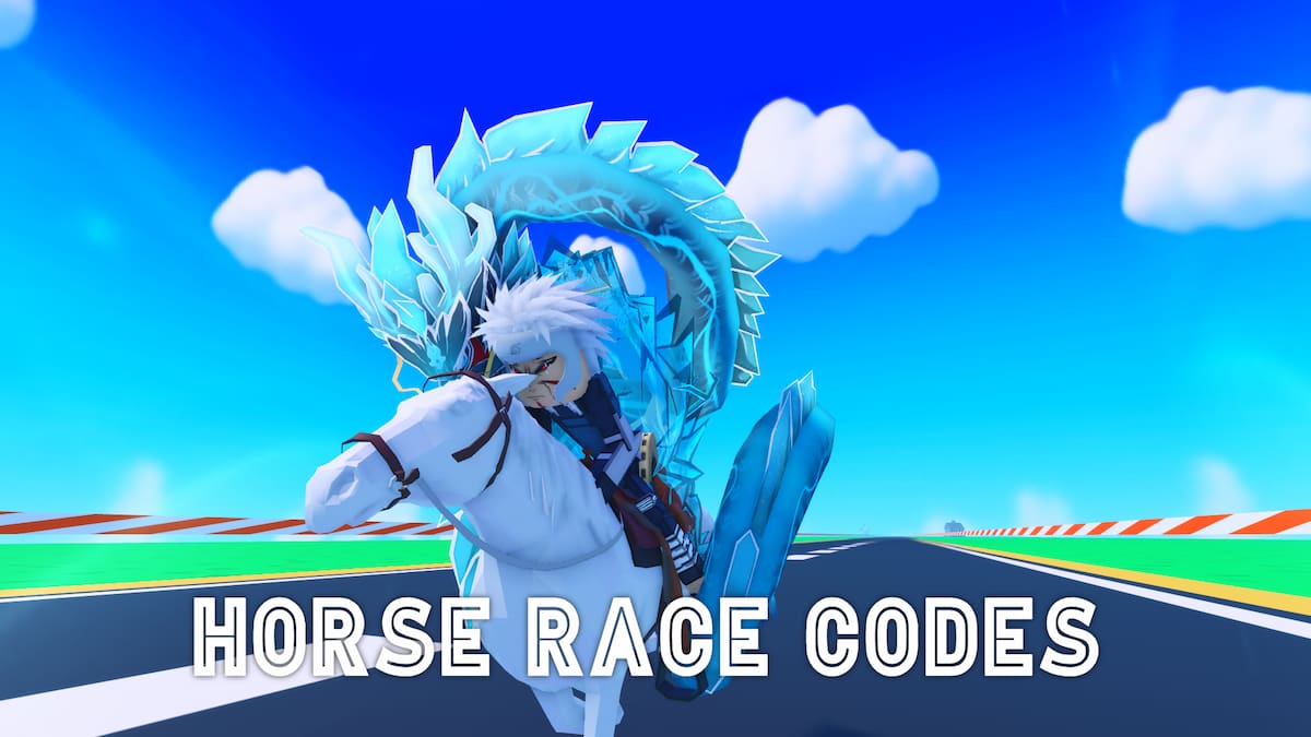 Player on a horse racing in Horse Race Roblox experience