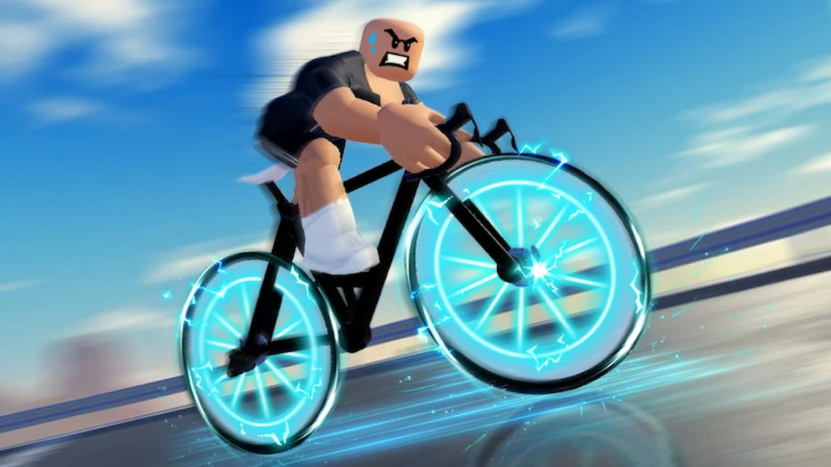 A player in Bike League racing on a bike