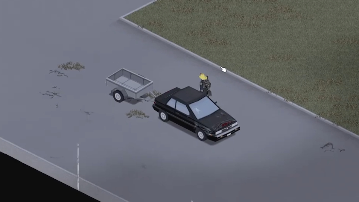 Towing a trailer with a car in Project Zomboid