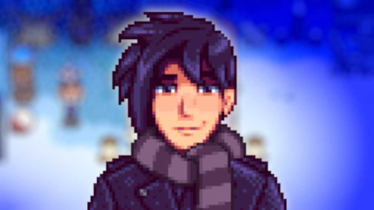 Sebastian winter in Stardew Valley