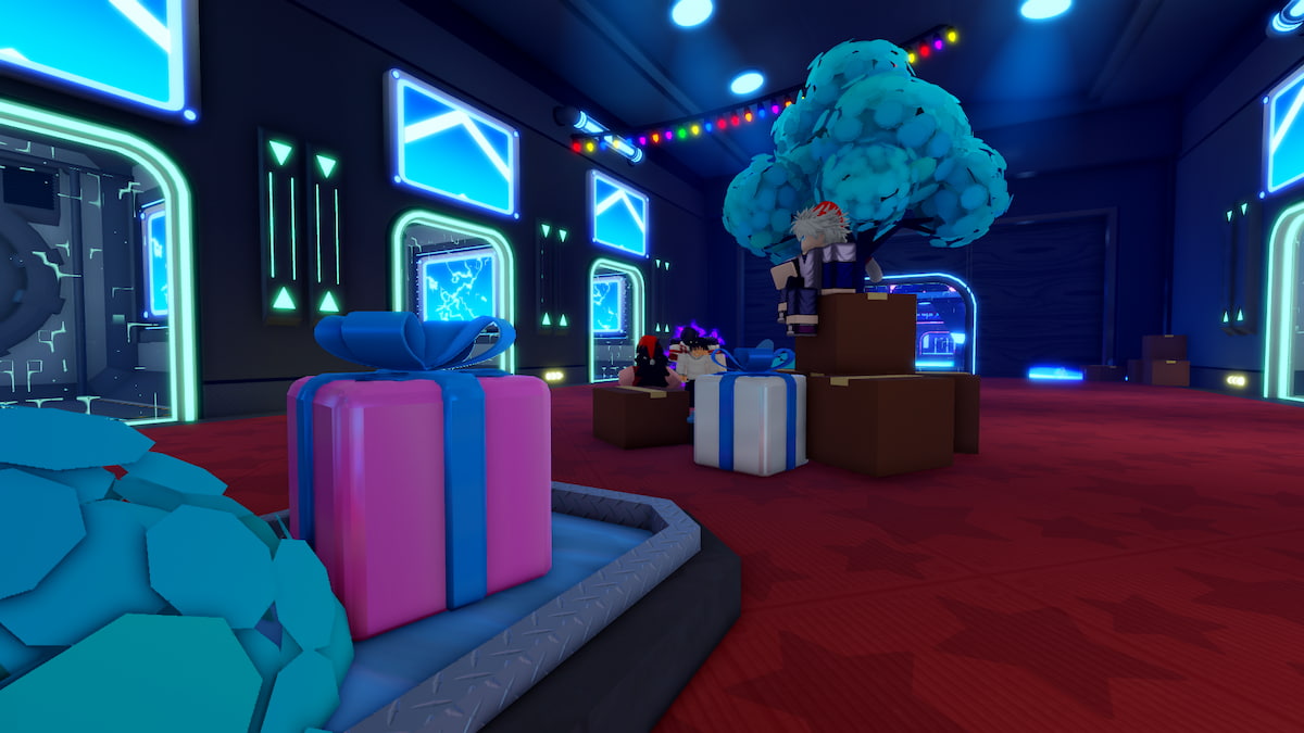 The play lobby in Anime Adventures is decorated with Christmas ornaments