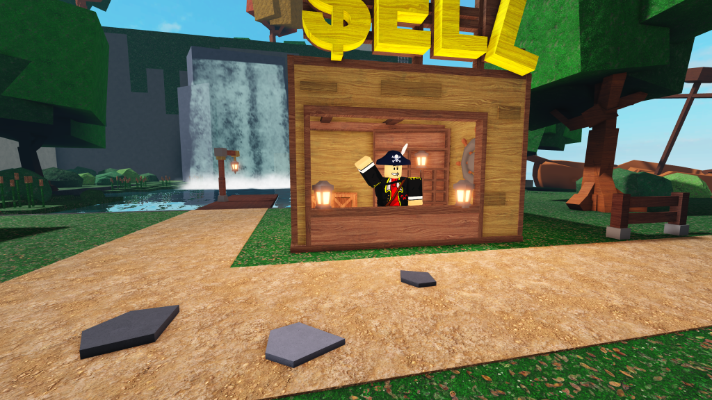 Fish vendor in Go Fishing is waving at the player