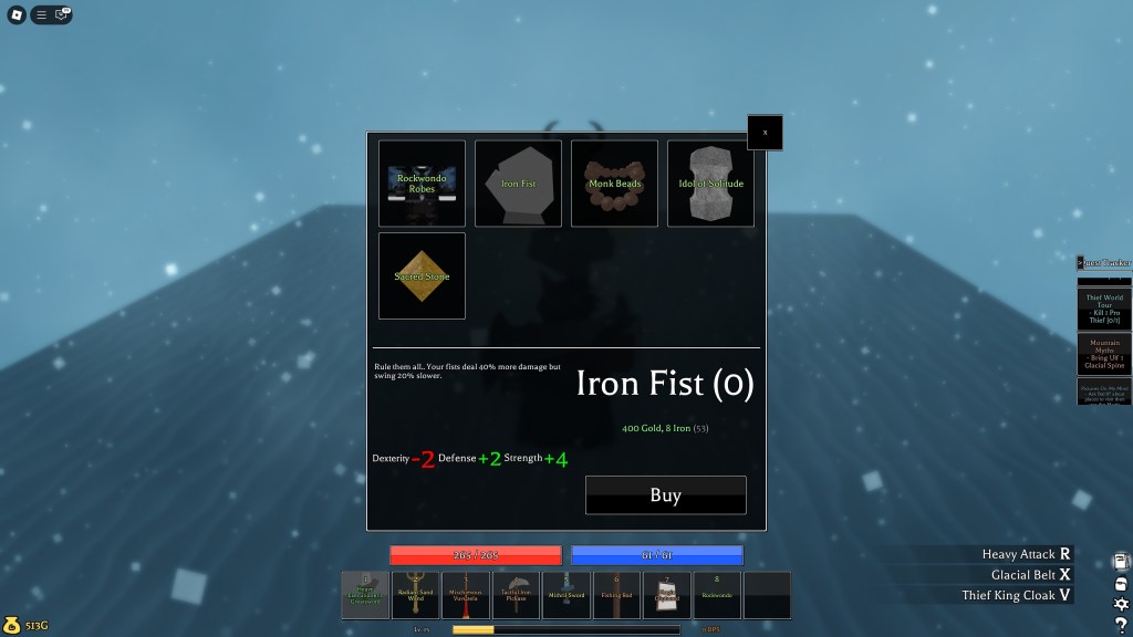 The Duke of Rocks shop in Pilgrammed the Raindrops showing the Iron Fist