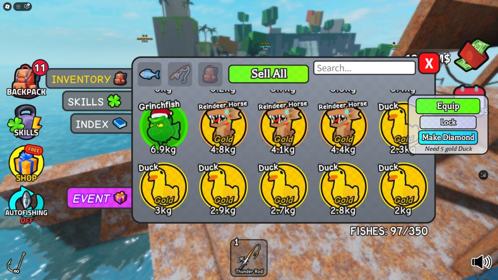 A player is about to make a Diamond Fish in Go Fishing