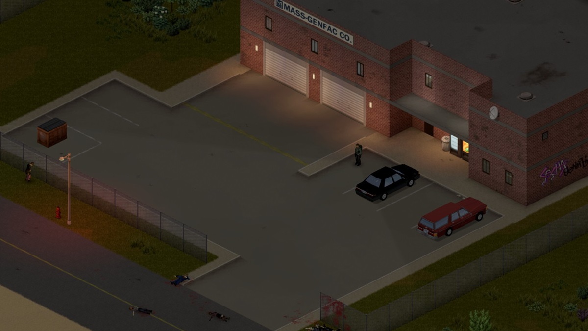 An image showing off one of the new Mass-Genfac HQs in Project Zomboid B42.