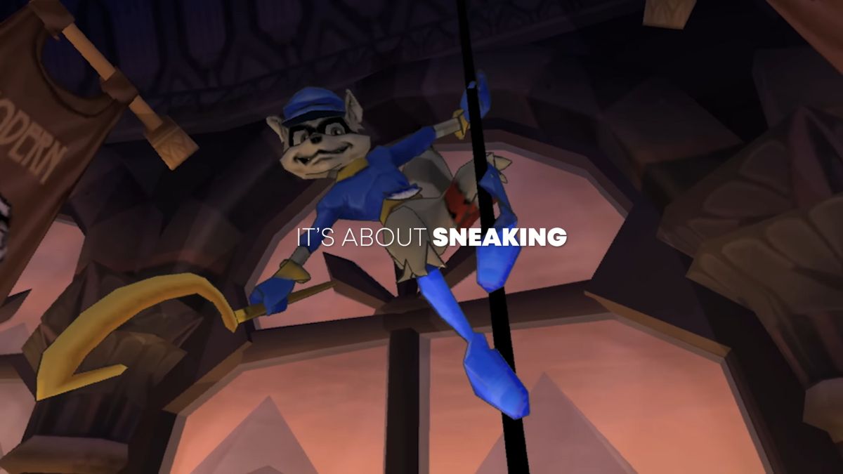 Screenshot of Sly Cooper from the PlayStation 30th Anniversary Video.