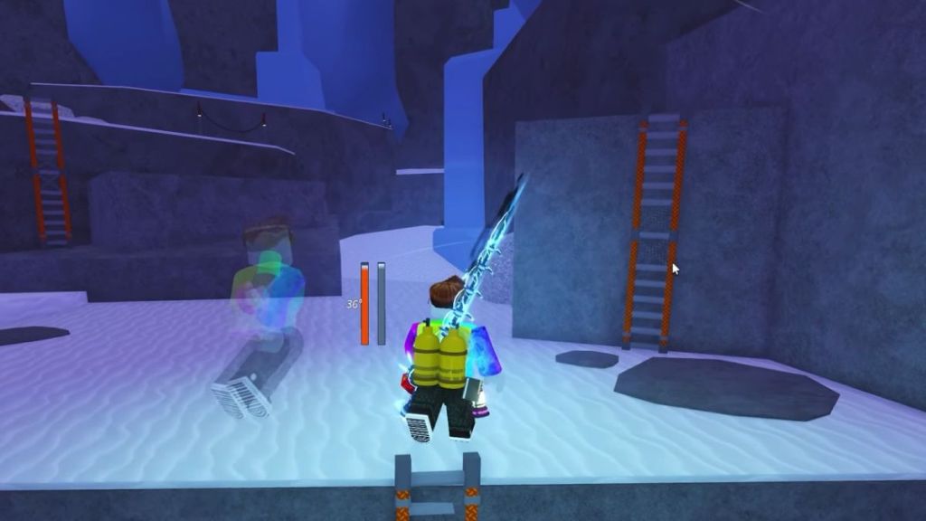 A player taking the path to the Avalanche totem in Fisch Roblox.