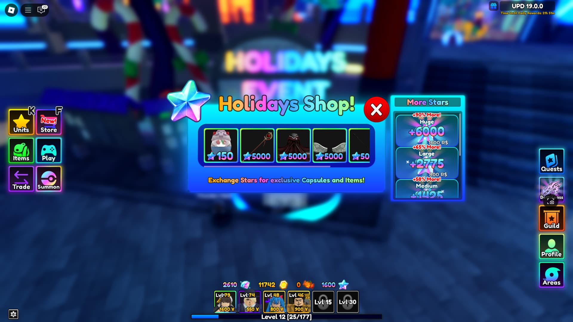 Preview of the Holiday Shop in Anime Adventures