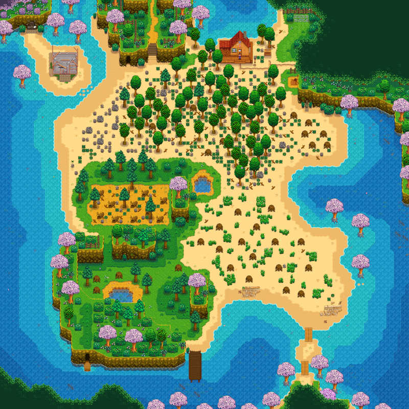 Beach Farm in Stardew Valley