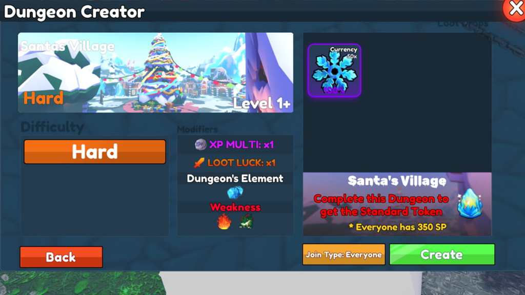 Elemental Dungeons Santa's village rewards