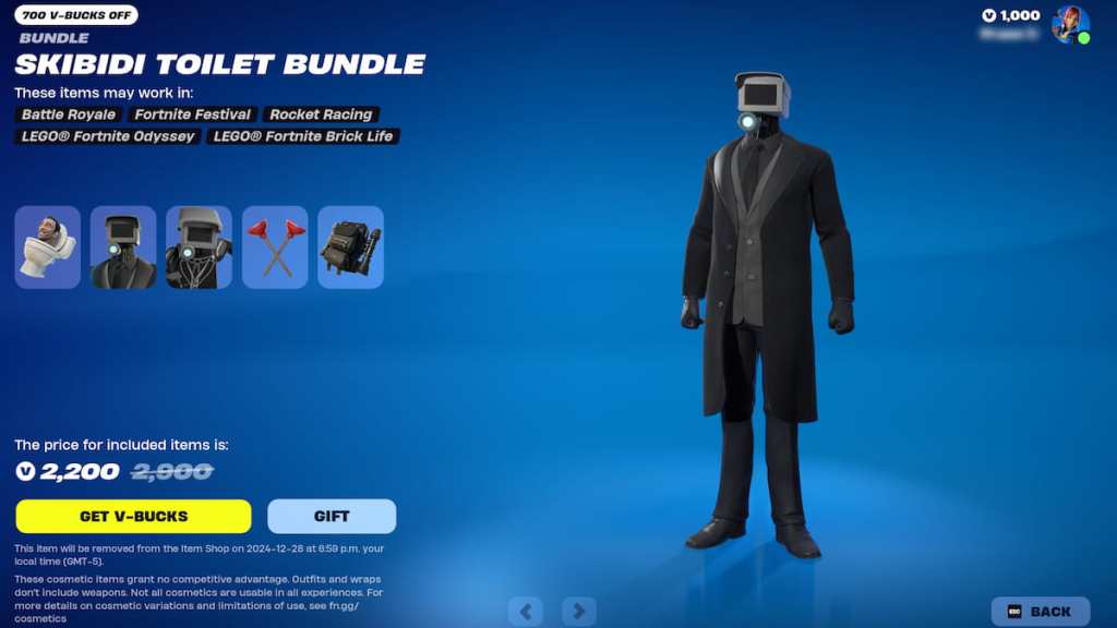 Fortnite Skibidi Toilet bundle