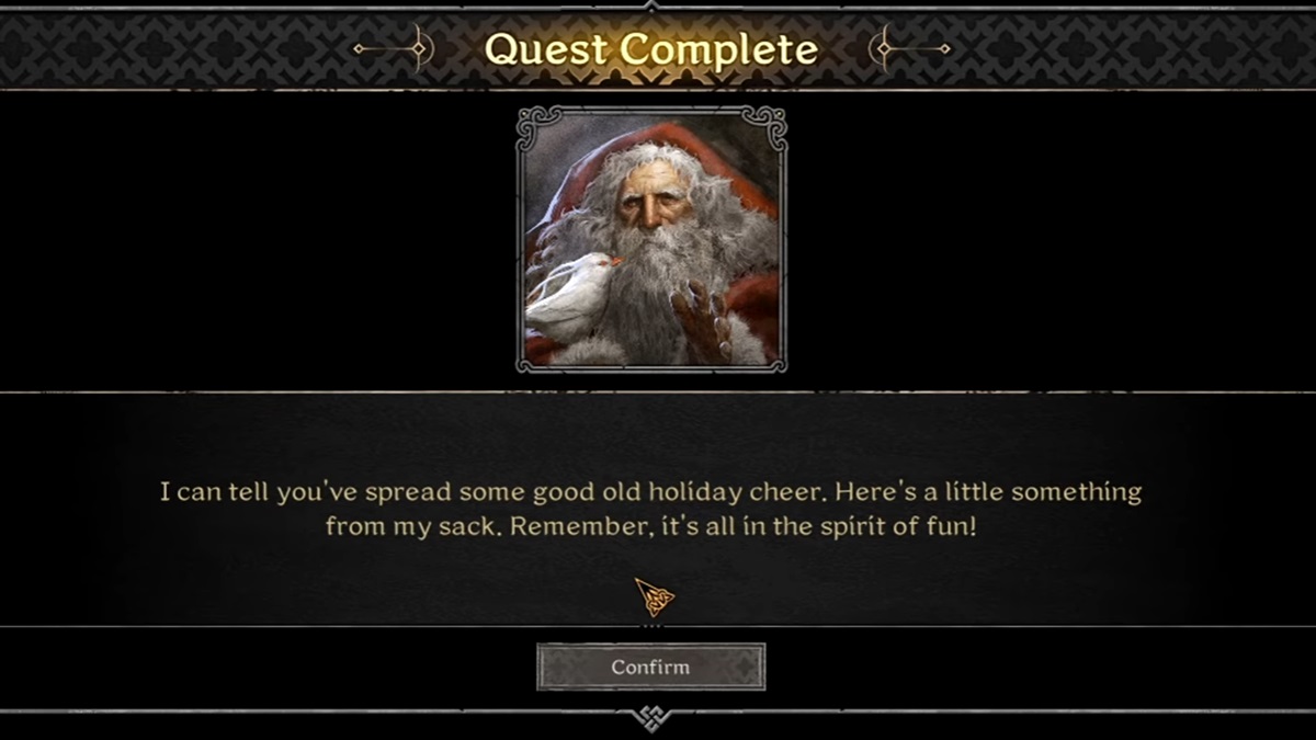 Completing one of Santa's quests in Dark and Darker