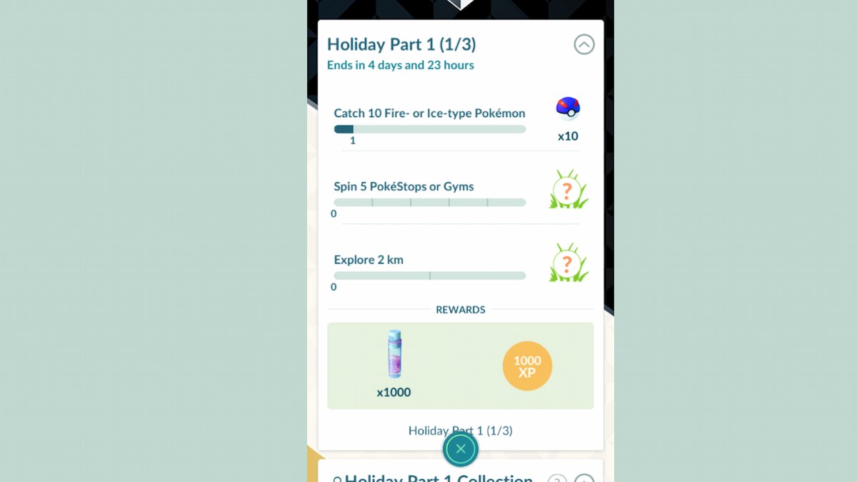 Holiday Part 1 Pokemon Go tasks