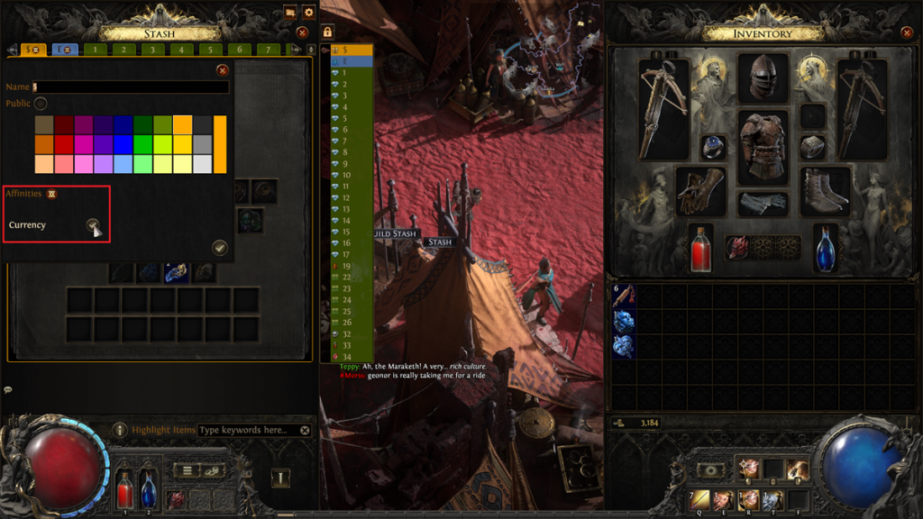 An image of Path of Exile 2 inventory