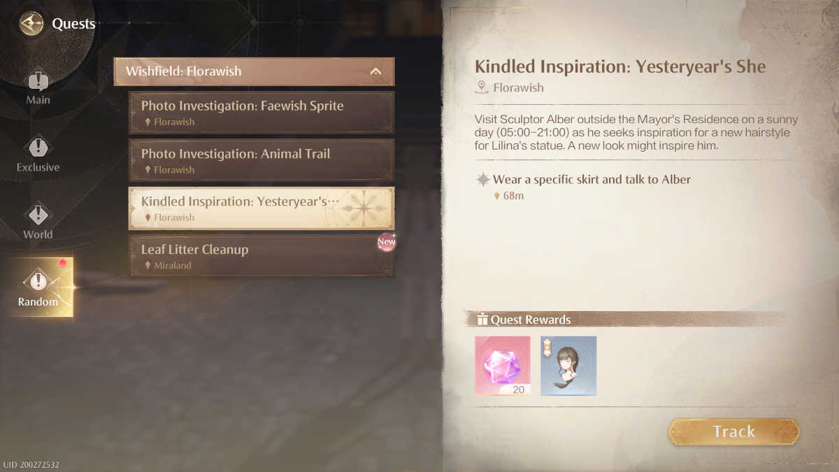 Side Quests can reward sketches in Infinity Nikki