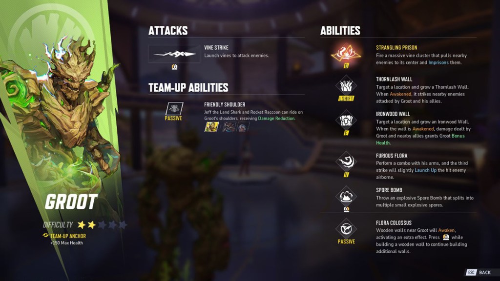 Groot's kit in Marvel Rivals.