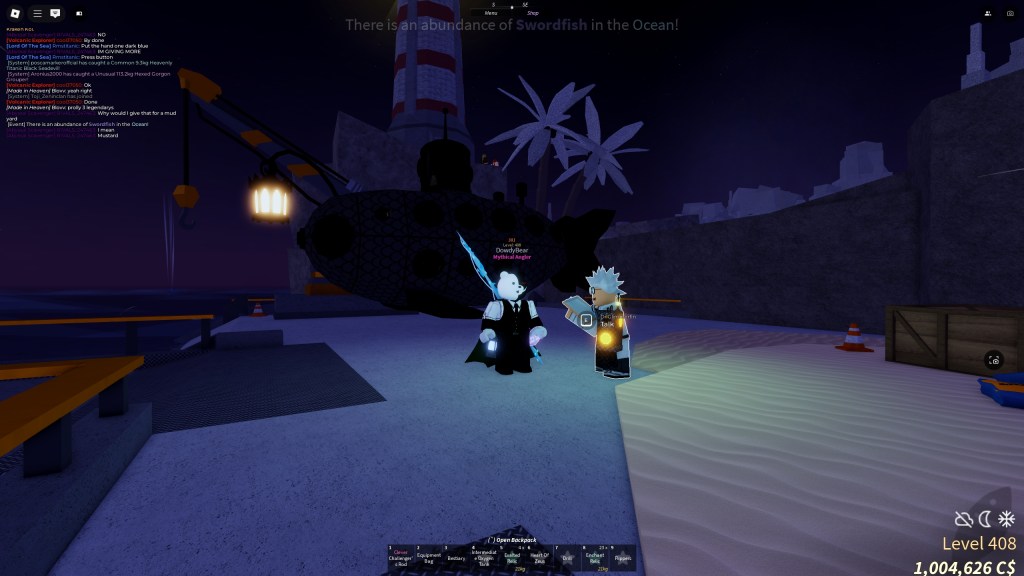 A Fisch player is talking to Dr. Glimmerfin