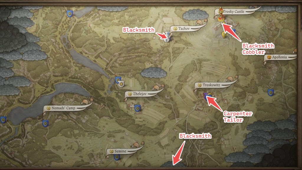 A map of Kingdom Come: Deliverance 2's Trotsky region.