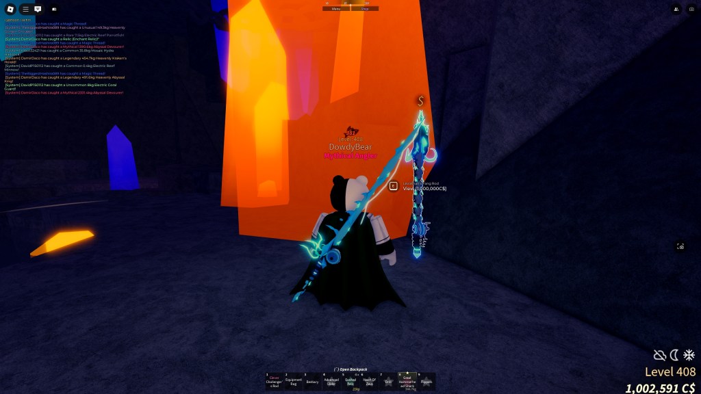 Fisch player is looking at the Leviathan's Fang Rod