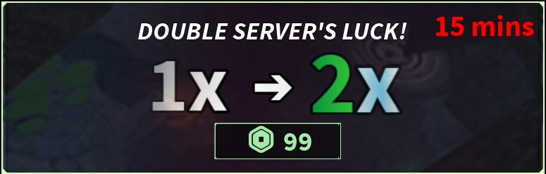 A box showing the advertising for Server Luck in Roblox Fisch