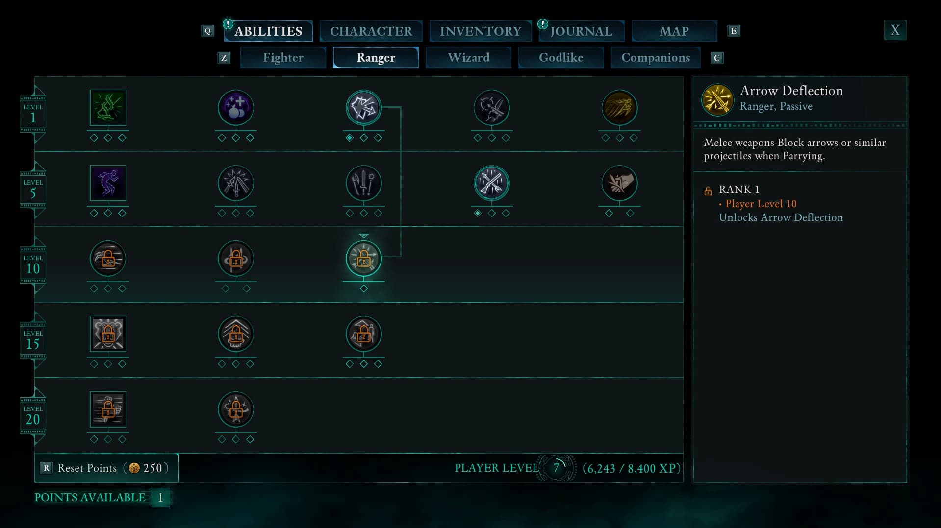 The Arrow Deflection ability in Avowed's Ranger abilities tree