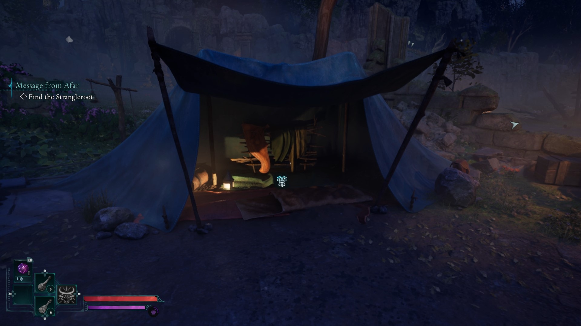The Main Camp tent in Avowed where you can change the skins and outfits of your companions