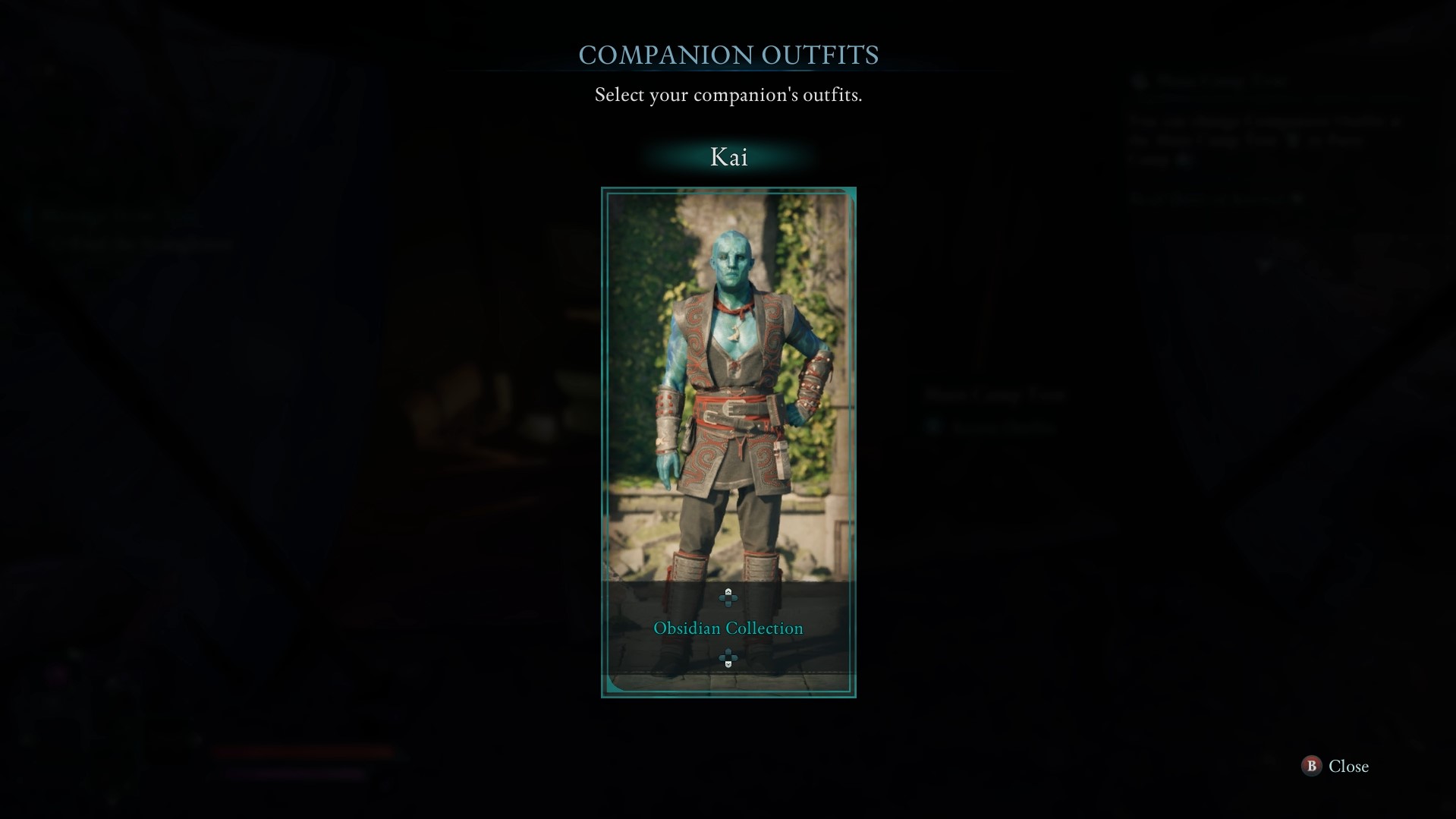 the outfit selection screen for companions in Avowed