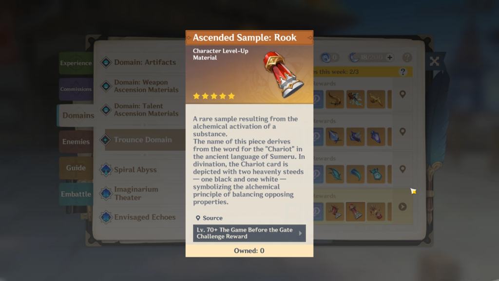 Ascended Sample Rook weekly boss material