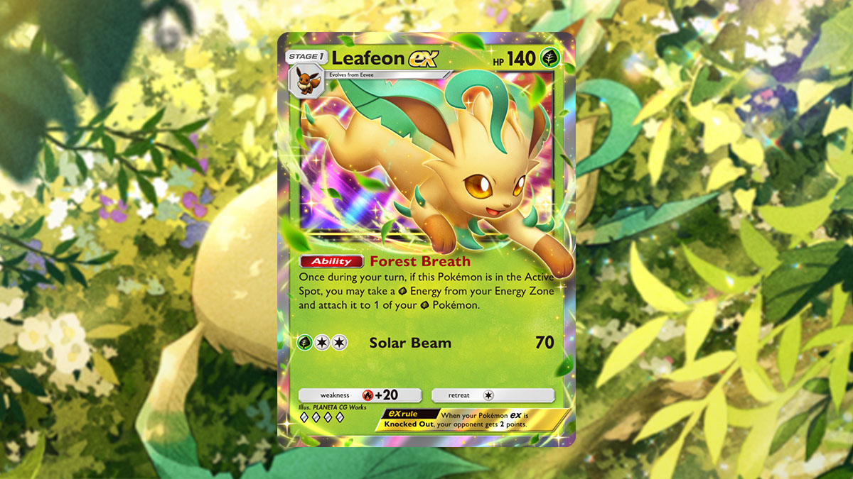 The Leafeon ex card in Pokémon TCG Pocket.