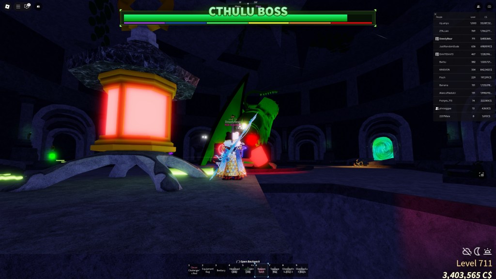 A Fisch player is fighting Cthulu