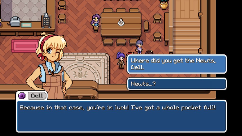 Dell stealing newts from Juniper in Fields of Mistria.