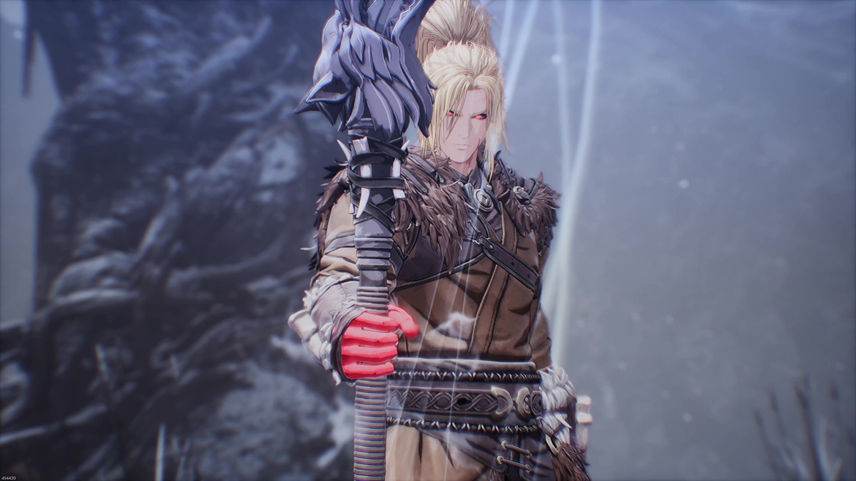 General Khazan grasping a spear surrounded by energy