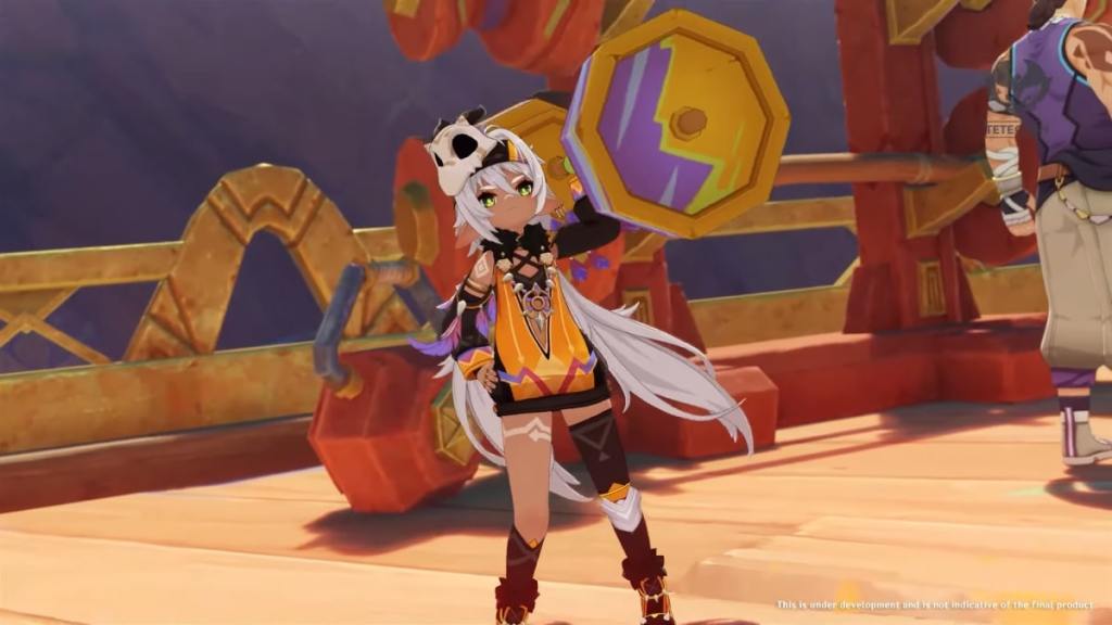 Iansan from Genshin Impact lifting a barbell