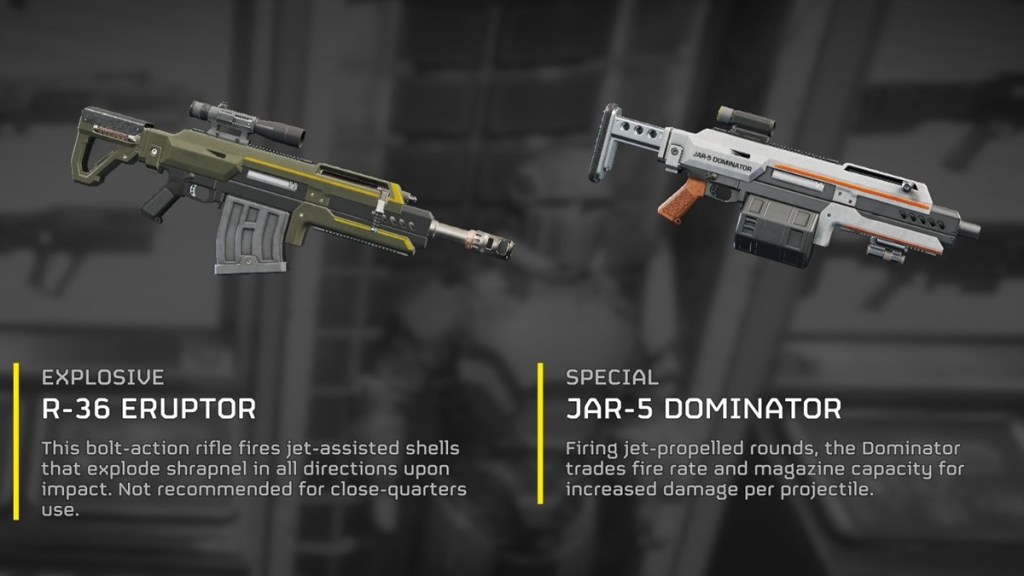 A comparison of two wildly different guns from Helldivers 2.