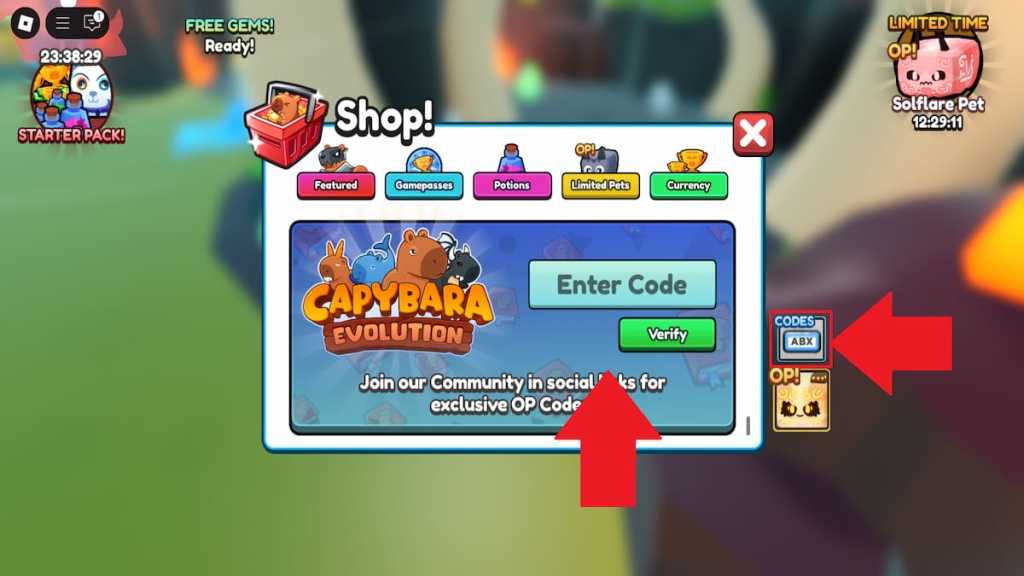 How to redeem Capybara Evolution codes step 2