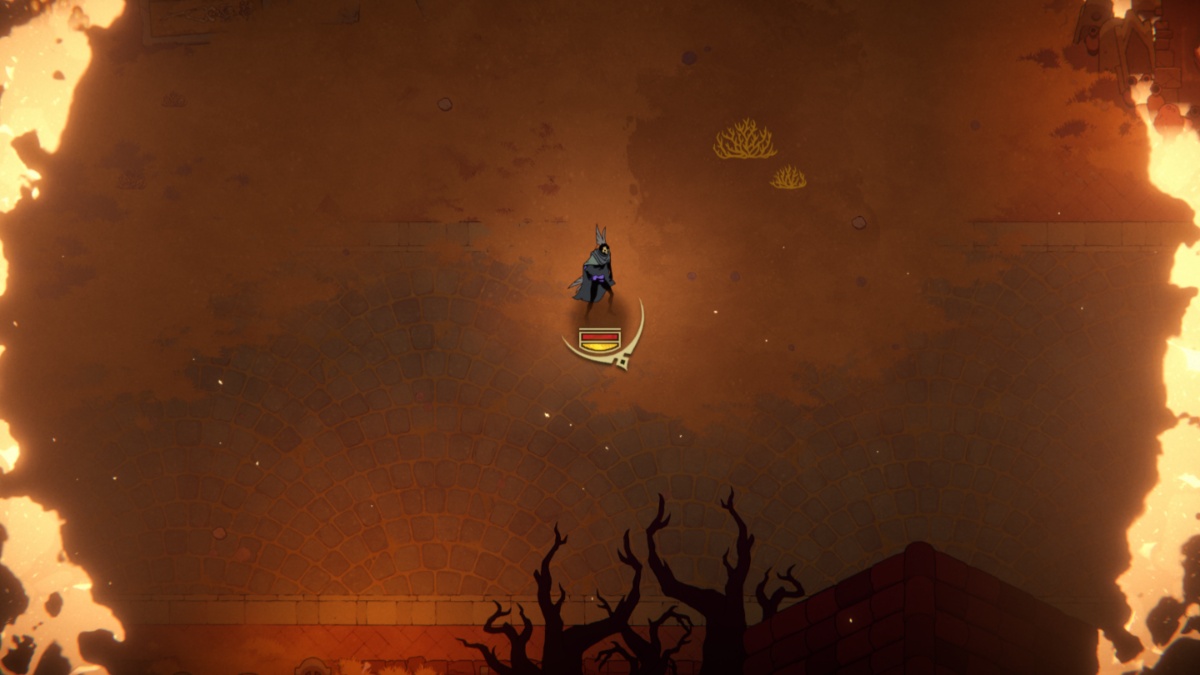 A scene in 33 Immortals with the player character