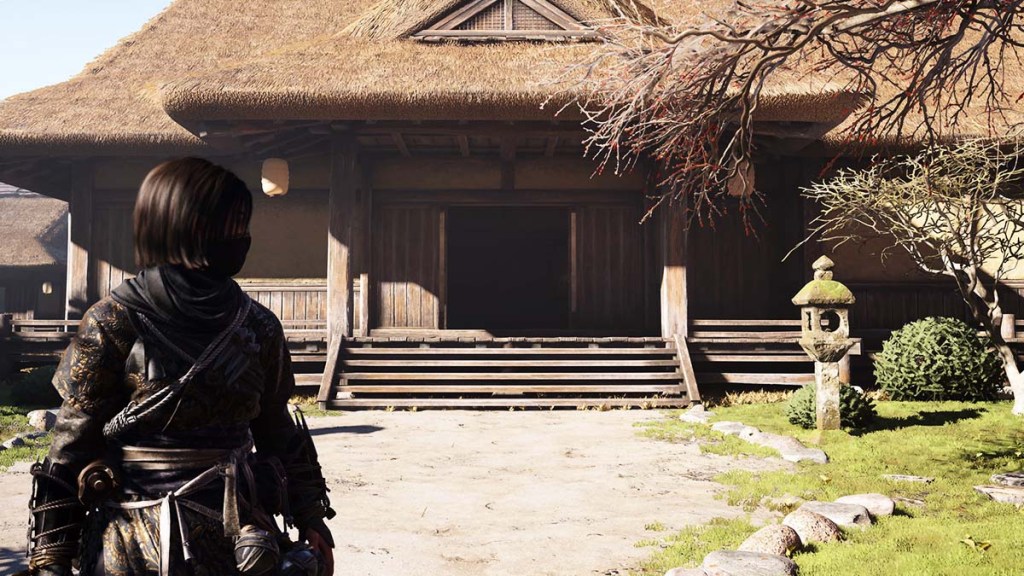 Naoe looking at the Hideout front door