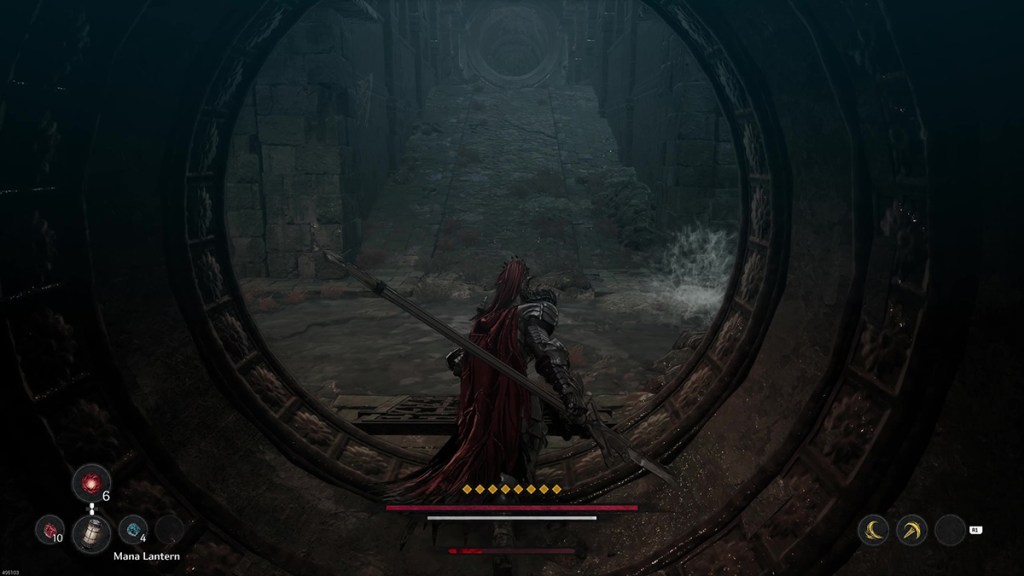 Khazan standing in a long pipe room